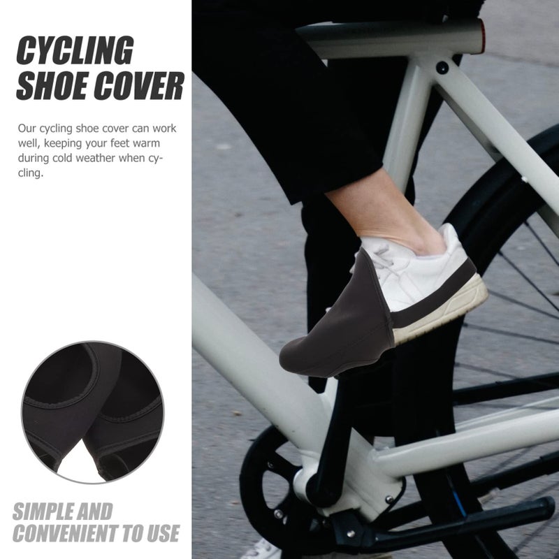 Coheali 1 Pair Thermal Overshoe Windproof Cycling Shoe Covers Outdoor Reflective Edging - Image 5