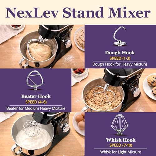 NexLev Stand Mixer | 5L SS Bowl | 1500W |10 Speeds | Pulse Function |Planetary Rotation | Whisk, Beater & Dough Hook |100% Copper Motor | For Roti Atta, Cookie Dough, Cake, Whip Cream & more | ST-01 - Image 4