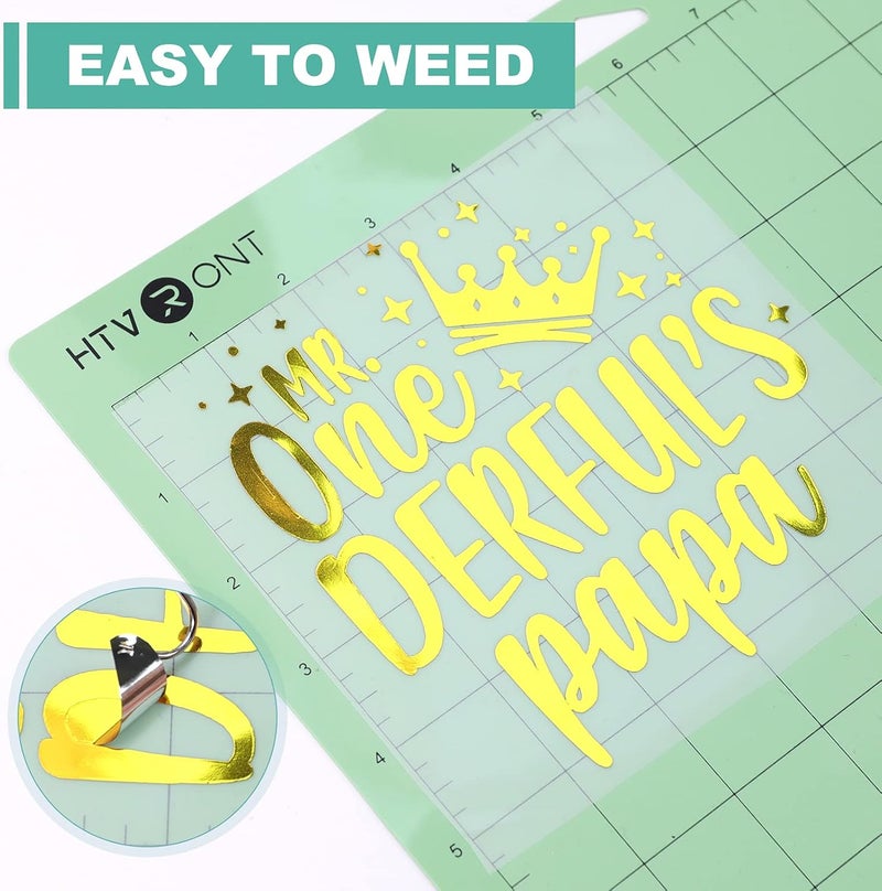 اتش تي في رونت فينيل ذهبي كروم - 12 بوصة × 10 أقدام فينيل ذهبي معدني مرآتي لـ Cricut - سهل الإزالة والنقل لفة فينيل دائم ذهبي - Image 3