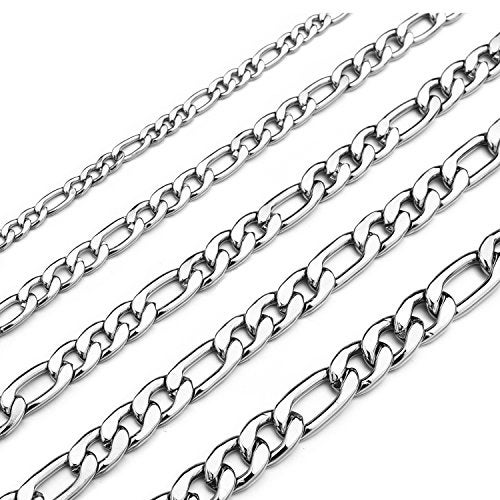 Monily Mens Chain 4MM 18 Inches Stainless Steel Figaro Necklace for Women Mens - Image 1
