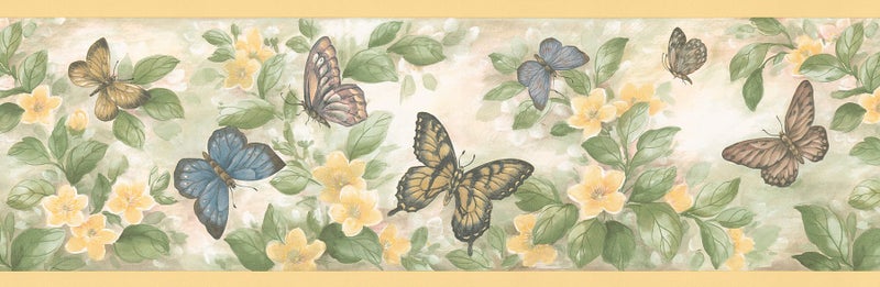 Brewster Home Fashions Brewster 137B38633 Butterflies Wall Border, Yellow 
