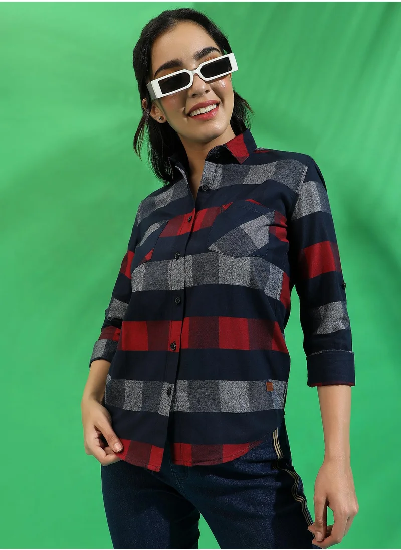 Campus Sutra Campus Sutra Women's Cotton Checkered Shirt