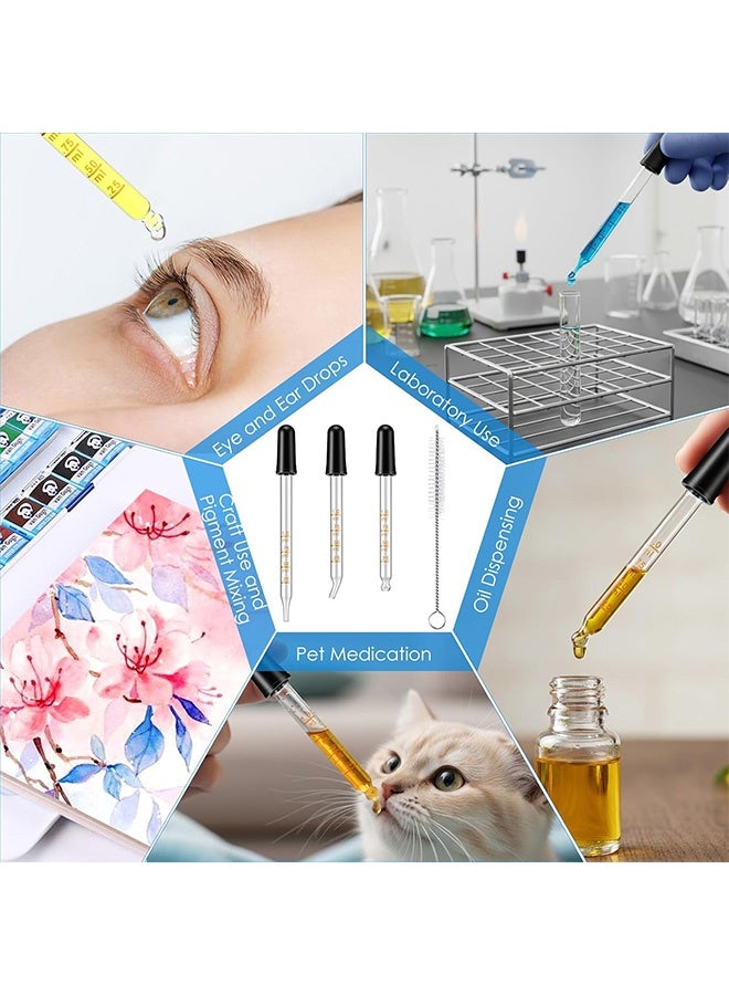 Quantum 6 PCS Glass Pipette Dropper with Brush, Bent & Straight Tip Calibrated Glass Medicine Droppers, Accurate Dose Pipette Dropper for Essential Oils Lab - Image 5