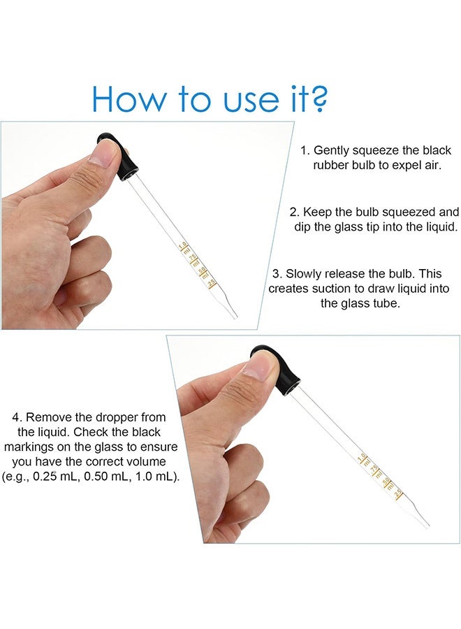 Quantum 6 PCS Glass Pipette Dropper with Brush, Bent & Straight Tip Calibrated Glass Medicine Droppers, Accurate Dose Pipette Dropper for Essential Oils Lab - Image 4