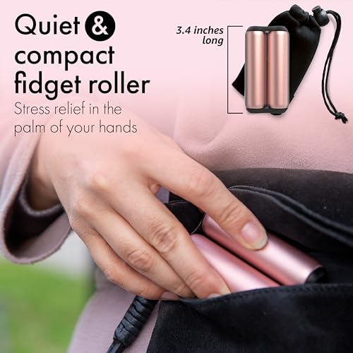 ONO Roller - Handheld Fidget Toy for Adults | Help Relieve Stress, Anxiety, Tension | Promotes Focus, Clarity | Compact, Portable Design (Full Size/Aluminum, Rose Gold) - Image 2