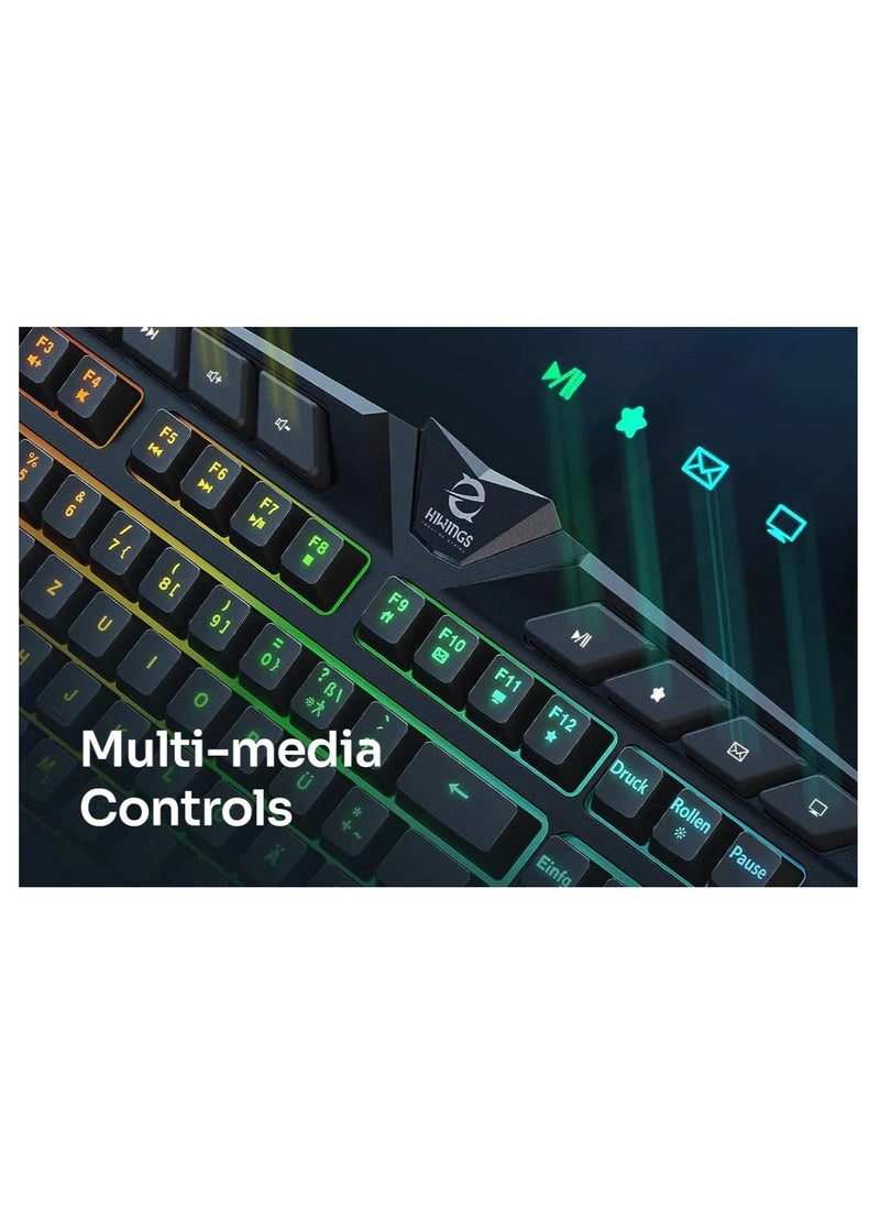 Generic - Adjustable DPI Keyboard and Mouse Combo and Mouse Pad for Hiwings Hi500 Gaming, RGB Backlit Keyboard Mechanical Feel Keys, RGB Gaming Mouse, Ergonomic Structure Design with Anti-Slip Palm Rest - Image 1