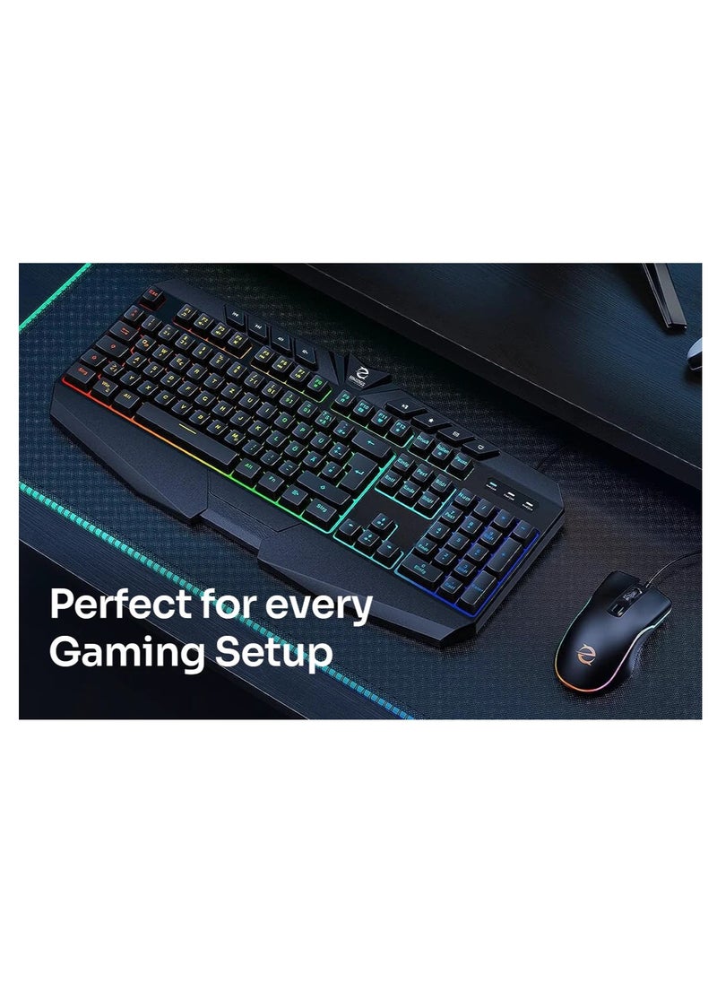 Generic - Adjustable DPI Keyboard and Mouse Combo and Mouse Pad for Hiwings Hi500 Gaming, RGB Backlit Keyboard Mechanical Feel Keys, RGB Gaming Mouse, Ergonomic Structure Design with Anti-Slip Palm Rest - Image 1