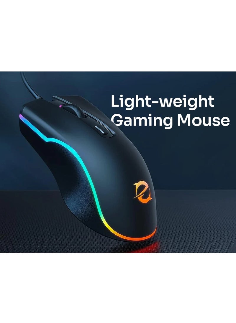 Generic - Adjustable DPI Keyboard and Mouse Combo and Mouse Pad for Hiwings Hi500 Gaming, RGB Backlit Keyboard Mechanical Feel Keys, RGB Gaming Mouse, Ergonomic Structure Design with Anti-Slip Palm Rest - Image 1