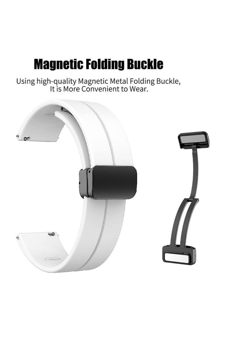 22mm Silicone Strap With Magnetic Folding Buckle For Oraimo Watch R OSW23N- Smart WatchSport  -White - Image 2