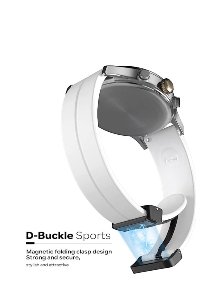 22mm Silicone Strap With Magnetic Folding Buckle For Oraimo Watch R OSW23N- Smart WatchSport  -White - Image 3