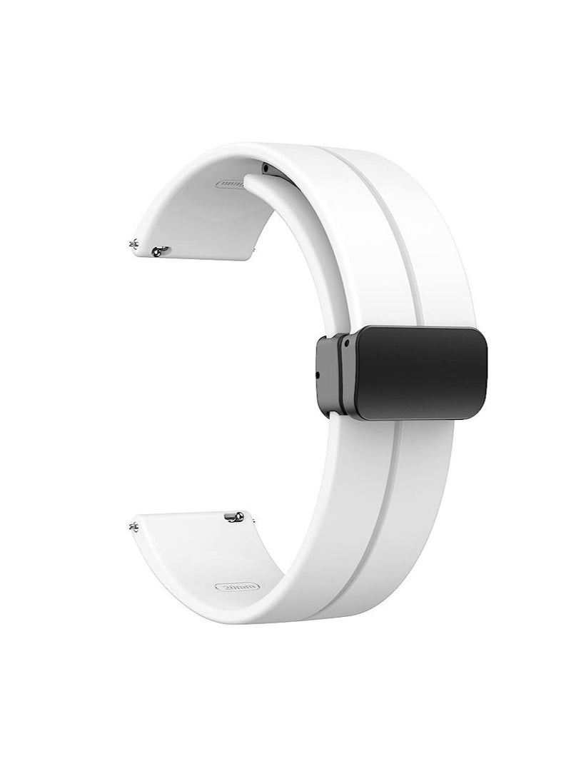22mm Silicone Strap With Magnetic Folding Buckle For Oraimo Watch R OSW23N- Smart WatchSport  -White - Image 1