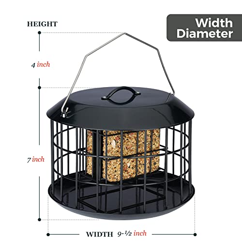 Kingsyard Squirrel Proof Suet Feeder, Cage Bird Feeders for Outdoors Hanging, All Metal, Double Suet Cake Capacity, Tray & Weatherproof, Black - Image 5