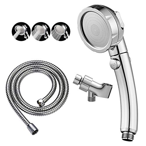 KAIYING Chrome High Pressure Handheld Shower Head with ONOFF Pause Switch 3 Spray Modes Shower Wand with Shut Off Button Removable Camper Shower Head with Hose and Adjustable Angle Bracket