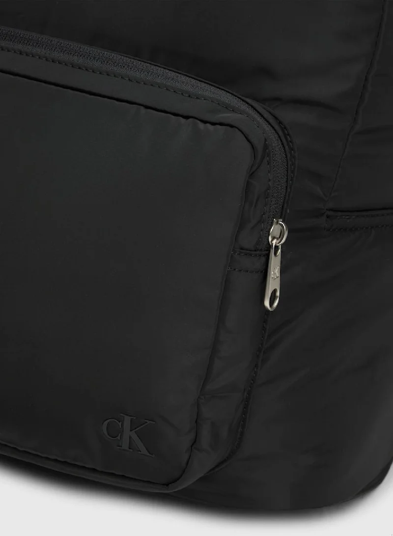 Calvin Klein Jeans Men's Round Backpack -  soft recycled polyester exterior, Black