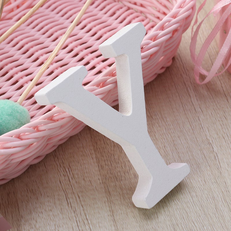 Wood Letters Y Decor Simple DIY Letter for Wedding Party Birthday Home Store (White, 8cm) - Image 5