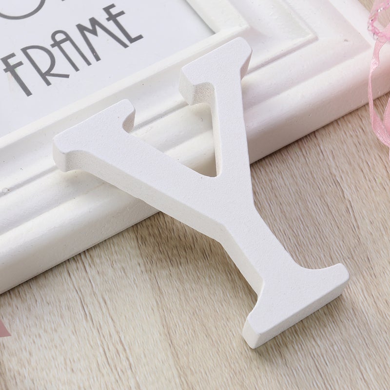 Wood Letters Y Decor Simple DIY Letter for Wedding Party Birthday Home Store (White, 8cm) - Image 3