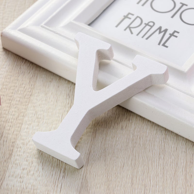 Wood Letters Y Decor Simple DIY Letter for Wedding Party Birthday Home Store (White, 8cm) - Image 1