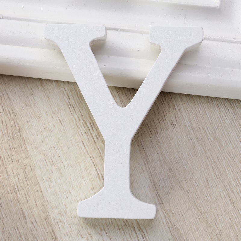 Wood Letters Y Decor Simple DIY Letter for Wedding Party Birthday Home Store (White, 8cm) - Image 4