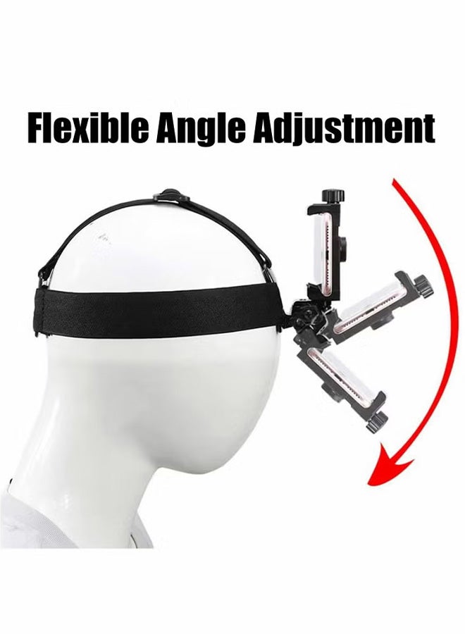 VINSOC Head-Mounted Mobile Phone Mount First-Person View Live Shooting Bracket Holder for Phone (4"-7") Head Strap Holder Kit Compatible with iPhone Smartphones and Action Camera - Image 2
