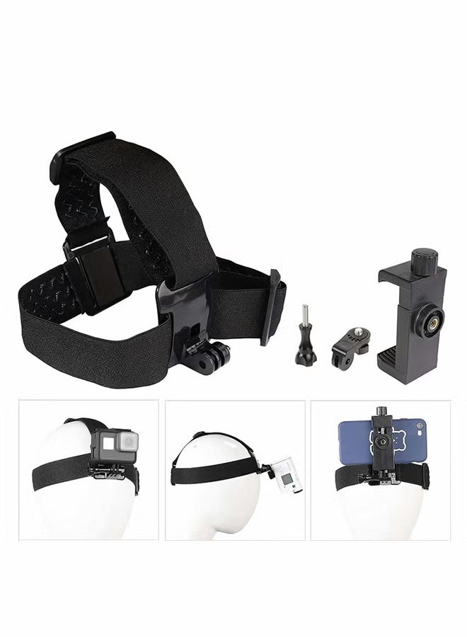 VINSOC Head-Mounted Mobile Phone Mount First-Person View Live Shooting Bracket Holder for Phone (4"-7") Head Strap Holder Kit Compatible with iPhone Smartphones and Action Camera - Image 5