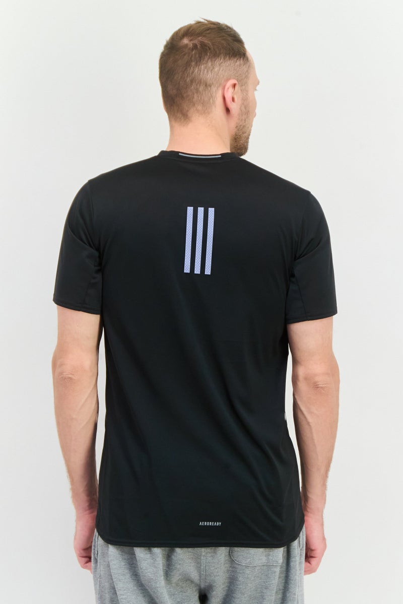 Adidas Men Regular Fit Brand Logo Short Sleeves Outdoor T-Shirt, Black - Image 3