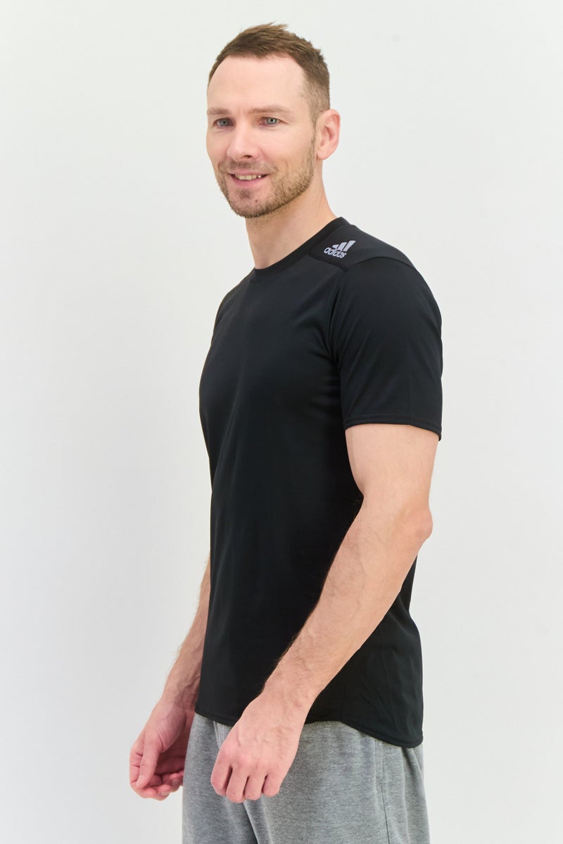 Adidas Men Regular Fit Brand Logo Short Sleeves Outdoor T-Shirt, Black - Image 2