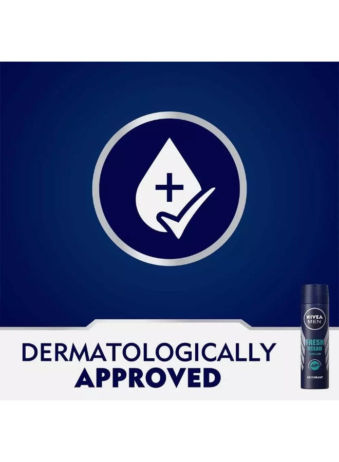 NIVEA Men Fresh Ocean Deo Spray, Deodorant for Men, Aqua Scent, Spray 150ml - Image 4