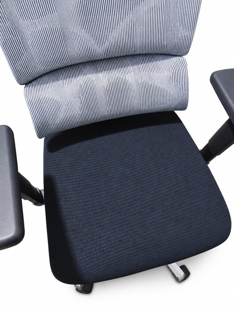 Office Chair Cover - Jacquard Lycra Washable Easy to Install - Fits Most Chairs (Black) - Image 3