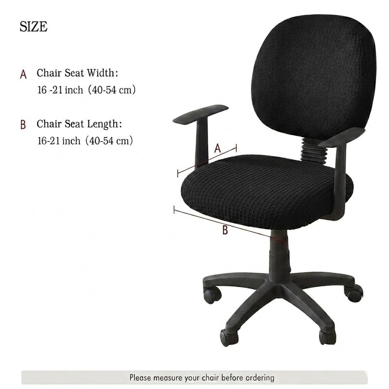 Office Chair Cover - Jacquard Lycra Washable Easy to Install - Fits Most Chairs (Black) - Image 4