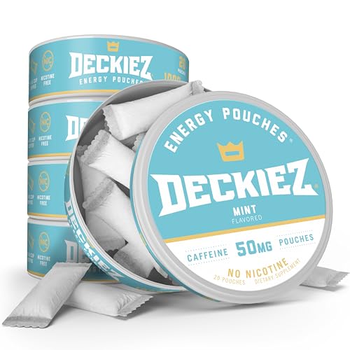 Deckiez Energy Pouches, 5 Cans (100 Servings), Sugar Free Caffeine Supplement, Coffee Pouches & Energy Drink Alternative, 50mg Caffeine Pouches, Mint Flavor - Image 1