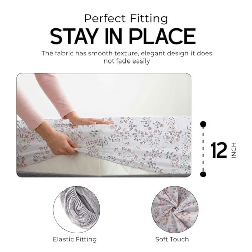 LINENWALAS 100% Cotton Fitted Bed Sheet for Queen Size Bed, Printed All Around Elastic Bedsheet (60 x 78 Inches) with 2 Pillow Covers | 210 TC Soft, Breathable, Luxury Bedsheet (Blue Sapphire) - Image 4