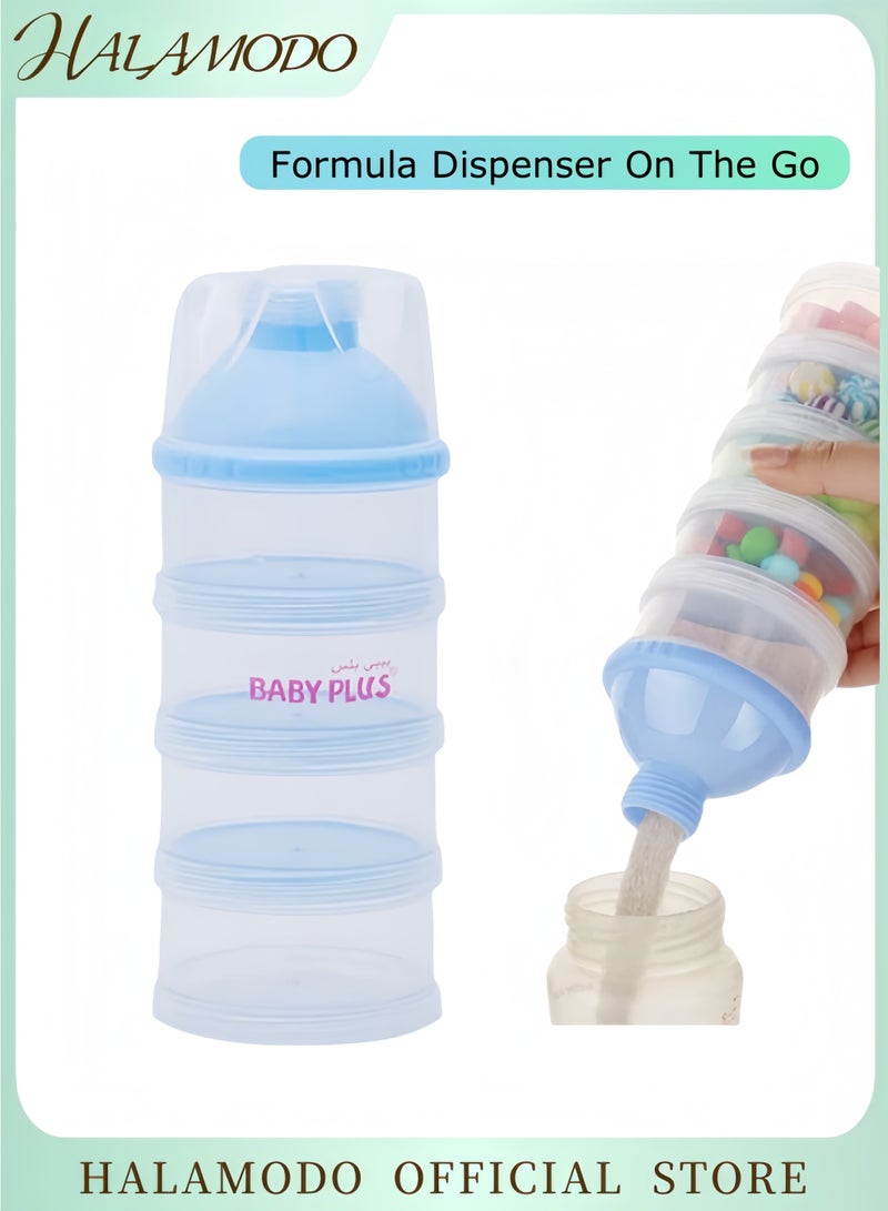 هالامودو موزع تركيبة أثناء التنقل، حاوية تركيبة قابلة للتكديس مكونة من 4 أقسام للسفر، حاوية مسحوق حليب الأطفال، خالية من مادة BPA - Image 1