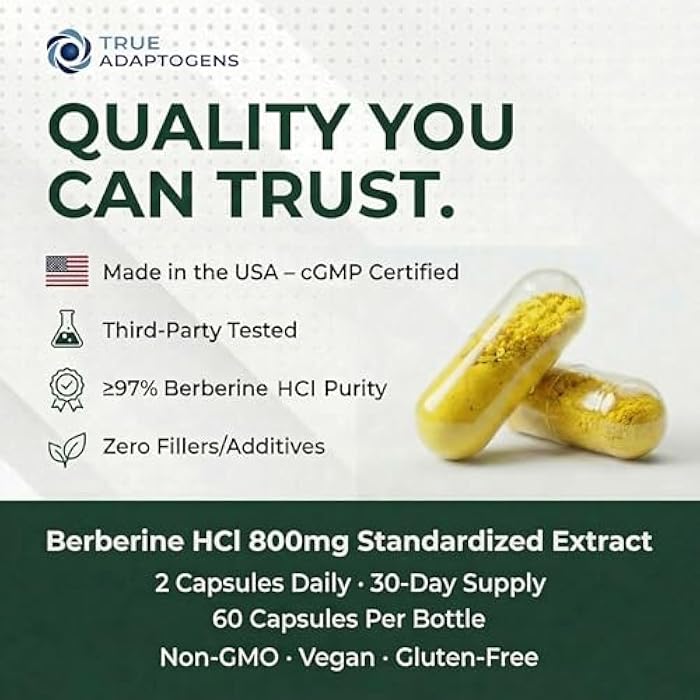 Berberine HCl 800mg – 97% Pure Dual Extract with Olive Oil for Absorption – Berberina Herbal Clean Formula - Image 5