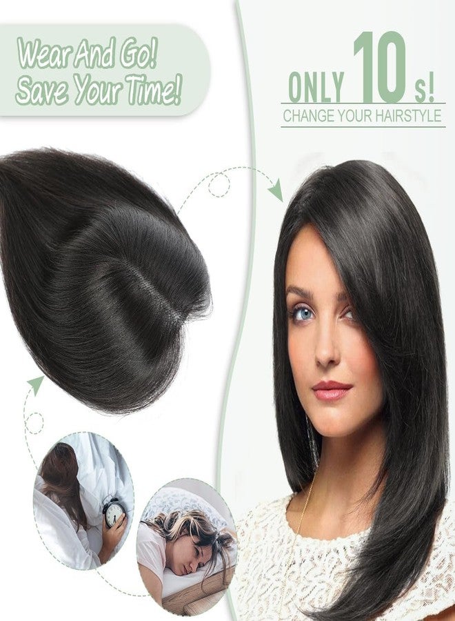 VIVIAN Matt hair 4x4 Hair topper for Women Natural Color | 16 Inch Women Hair Toppers Invisible Seamless Mini Volumizer Clip in Hair Extension (Natural Brown) - Image 3