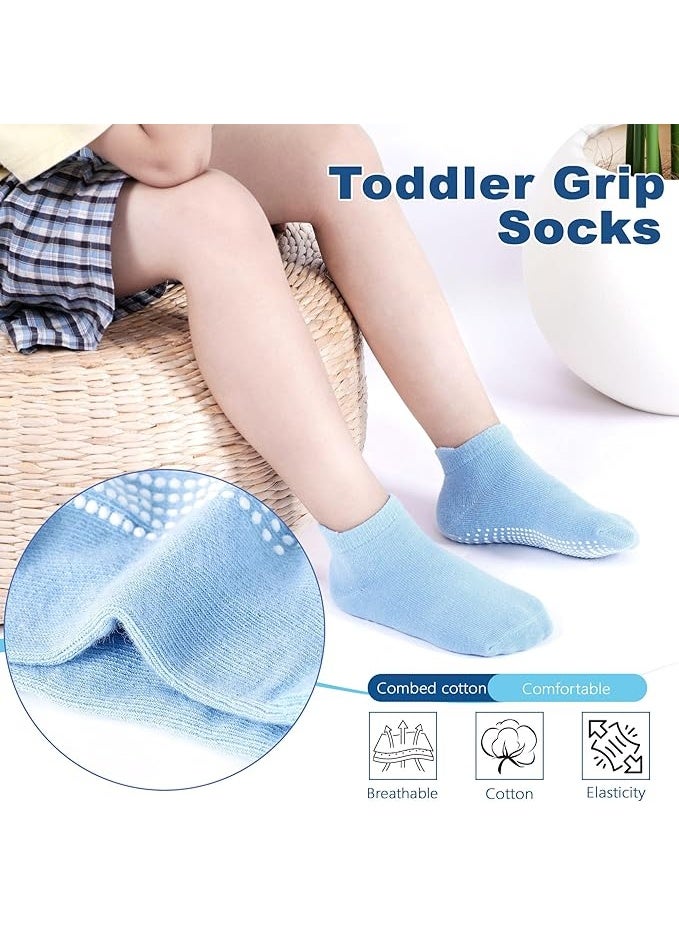 Lesha 6 Pairs Non Slip Toddler Socks Cotton Infant Baby Kids Grip Socks for Boy Girls Anti Skid Ankle Socks for 3-8 Years - Image 2