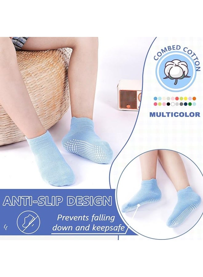 Lesha 6 Pairs Non Slip Toddler Socks Cotton Infant Baby Kids Grip Socks for Boy Girls Anti Skid Ankle Socks for 3-8 Years - Image 4