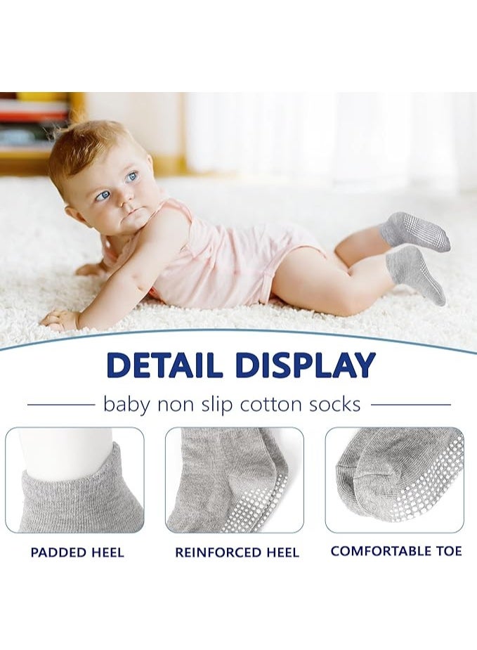 Lesha 6 Pairs Non Slip Toddler Socks Cotton Infant Baby Kids Grip Socks for Boy Girls Anti Skid Ankle Socks for 3-8 Years - Image 3