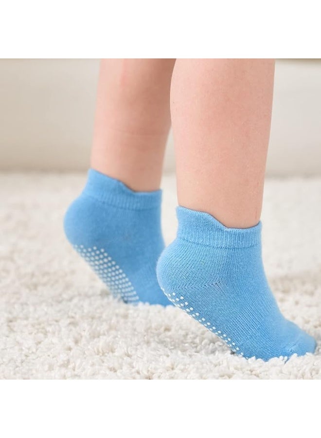 Lesha 6 Pairs Non Slip Toddler Socks Cotton Infant Baby Kids Grip Socks for Boy Girls Anti Skid Ankle Socks for 3-8 Years - Image 5