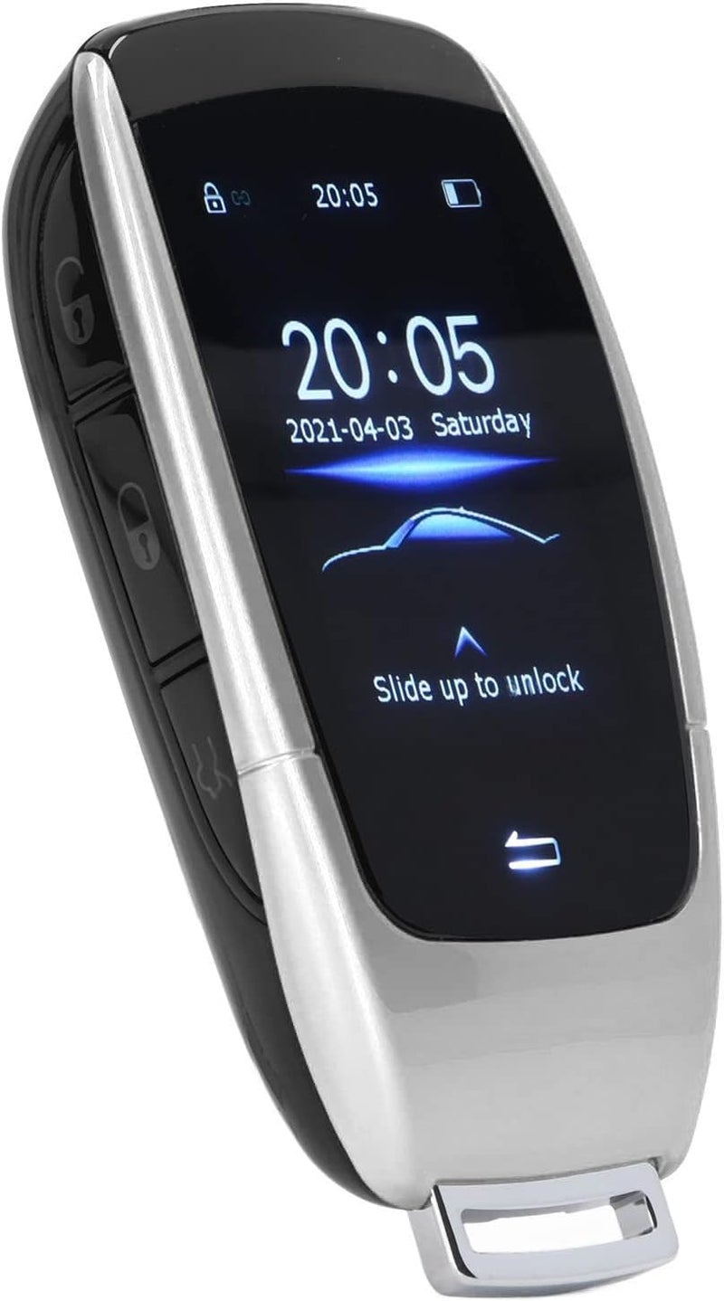 مفتاح التحكم الذكي العالمي TK900 بشاشة LCD تعمل باللمس، شاشة عرض 2 بوصة، دخول بدون مفتاح لزر تشغيل/إيقاف المحرك - دقة عالية، أزرار جانبية، قفل/فتح تلقائي، متين (فضي) - Image 3