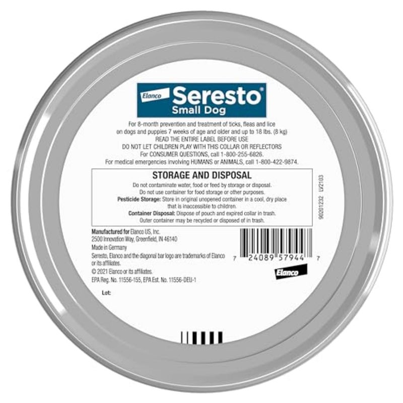 Seresto Small Dog Vet-Recommended Flea & Tick Treatment & Prevention Collar for Dogs Under 18 lbs. | 2 Pack - Image 2