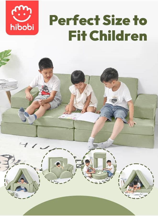 Kid 11-Piece Modular Sofa - Large Creative Play Couch, Promotes Children's Creativity and Motor Skills, Multi-Functional for All Ages, Doubles as Play Toy and Comfortable Seating 