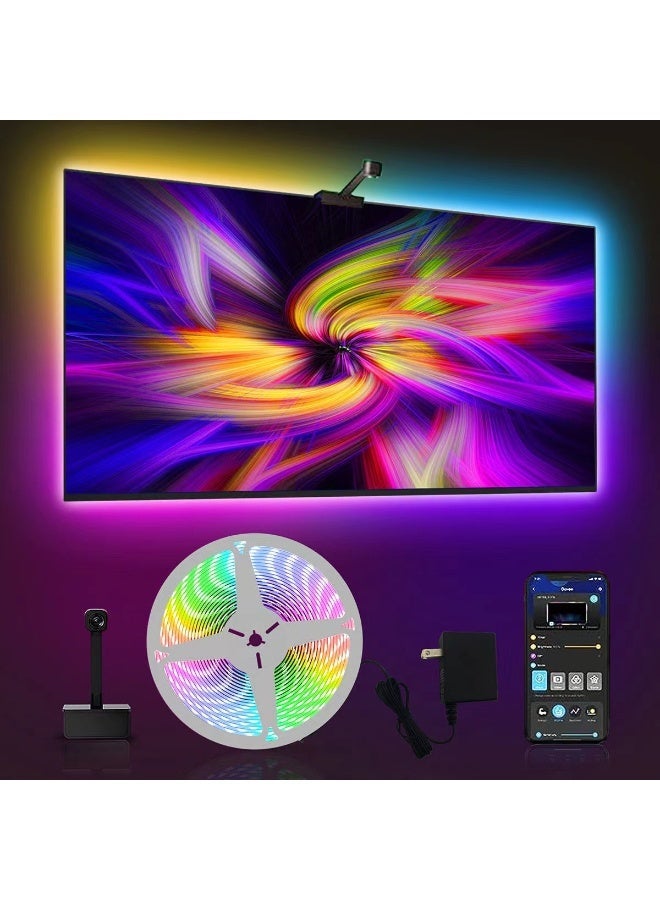 Cool Baby Bluetooth TV Backlight LED Strip with Camera Color Sync, Screen Reactive RGB Ambient Lighting, Smart App Control, Fits 55–65 Inch TV - Image 2