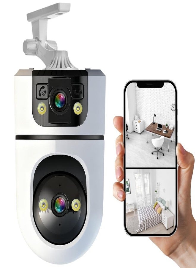 CAMLEIGH 360° View | Two-Way Audio | Motion Detection and Memory Card Support Up to 128 GB | 5+5MP FHD Dual Lens/Screen WiFi Indoor CCTV Camera with Calling| Color + IR Night Vision