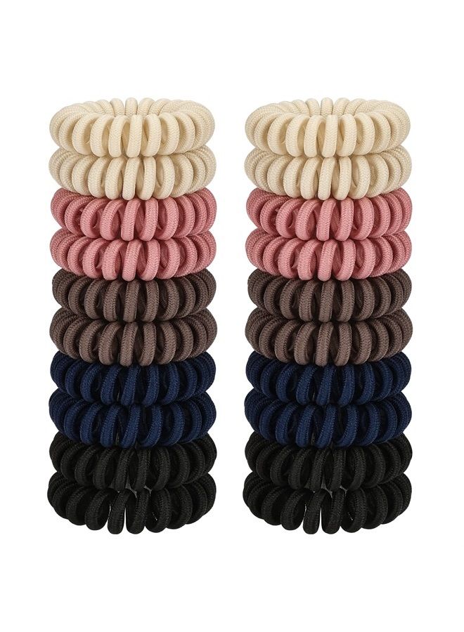 JessLab Spiral Hair Ties, 20 Pcs Traceless Phone Cord Hair Ties No Crease Spiral Bracelet Plastic Coil Ponytail Holders No-Damage Headband Hair Accessory for Girls Women Ladies Gift (Fabric Covered)  - Image 1