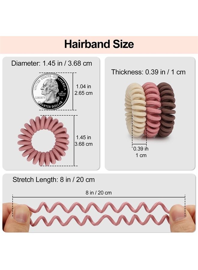 JessLab Spiral Hair Ties, 20 Pcs Traceless Phone Cord Hair Ties No Crease Spiral Bracelet Plastic Coil Ponytail Holders No-Damage Headband Hair Accessory for Girls Women Ladies Gift (Fabric Covered)  - Image 3