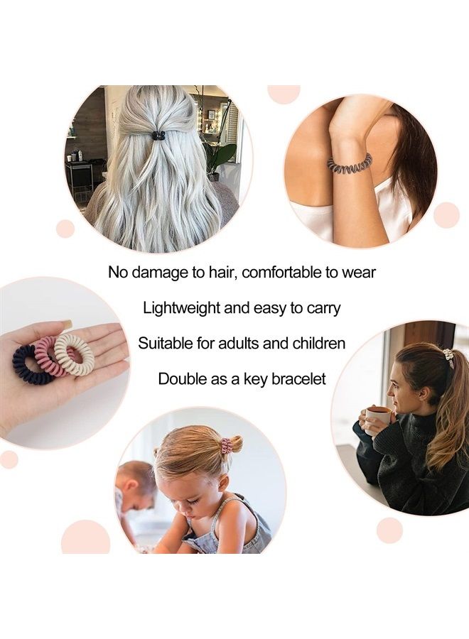 JessLab Spiral Hair Ties, 20 Pcs Traceless Phone Cord Hair Ties No Crease Spiral Bracelet Plastic Coil Ponytail Holders No-Damage Headband Hair Accessory for Girls Women Ladies Gift (Fabric Covered)  - Image 5