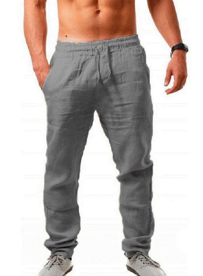 Loquat Men's Hip Hop Breathable Flax Sports Pants 