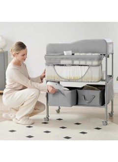 Generic HELEE Portable Baby Changing Table, Extra Large Hanging Diaper Organizer and 2 Basket for Essentials, 3 Position Height Adjustable, Waterproof Pad and Foldable Diaper Changing Station  - Image 3