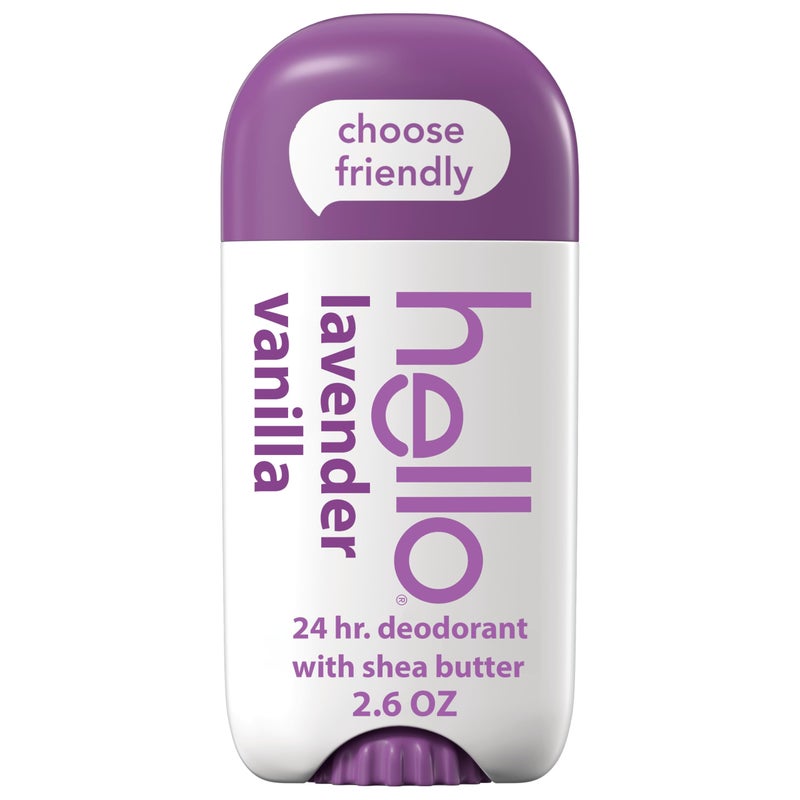 hello Lavender Vanilla Aluminum Free Deodorant for Women and Men with Shea Butter, 24-Hour Freshness, Baking Soda Free Deodorant, Dermatologically Tested, 2.6 oz Stick - Image 1