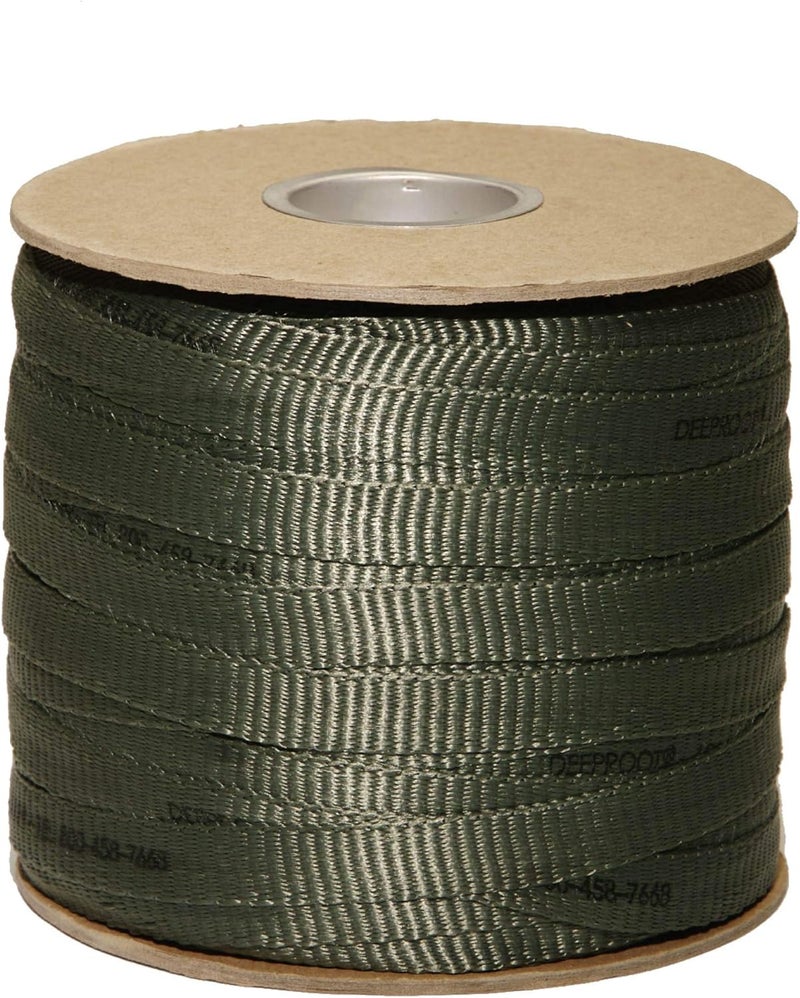 DeepRoot Store ArborTie Tree Straps for Staking and Guying, Flexible Tree Support Straps, Versatile Tree Rope, Tree Ties For Street Trees, Orchards, and Landscape Trees, 500’ Roll, Olive (AT 5G) - Image 1